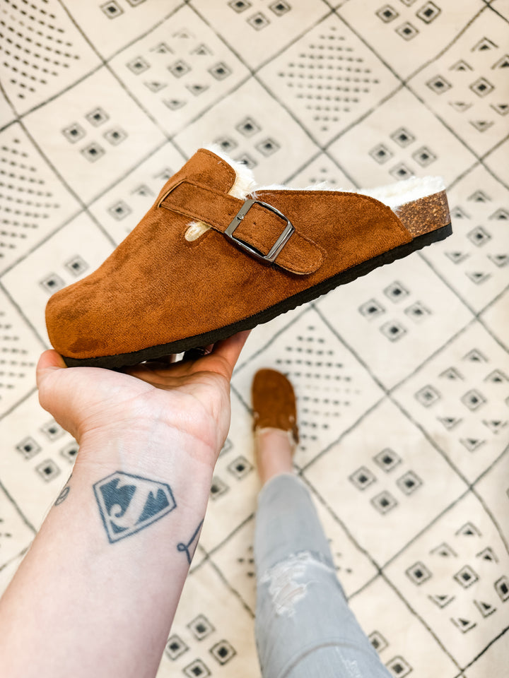 Bria Cork Clogs - Sherpa Lined Whiskey