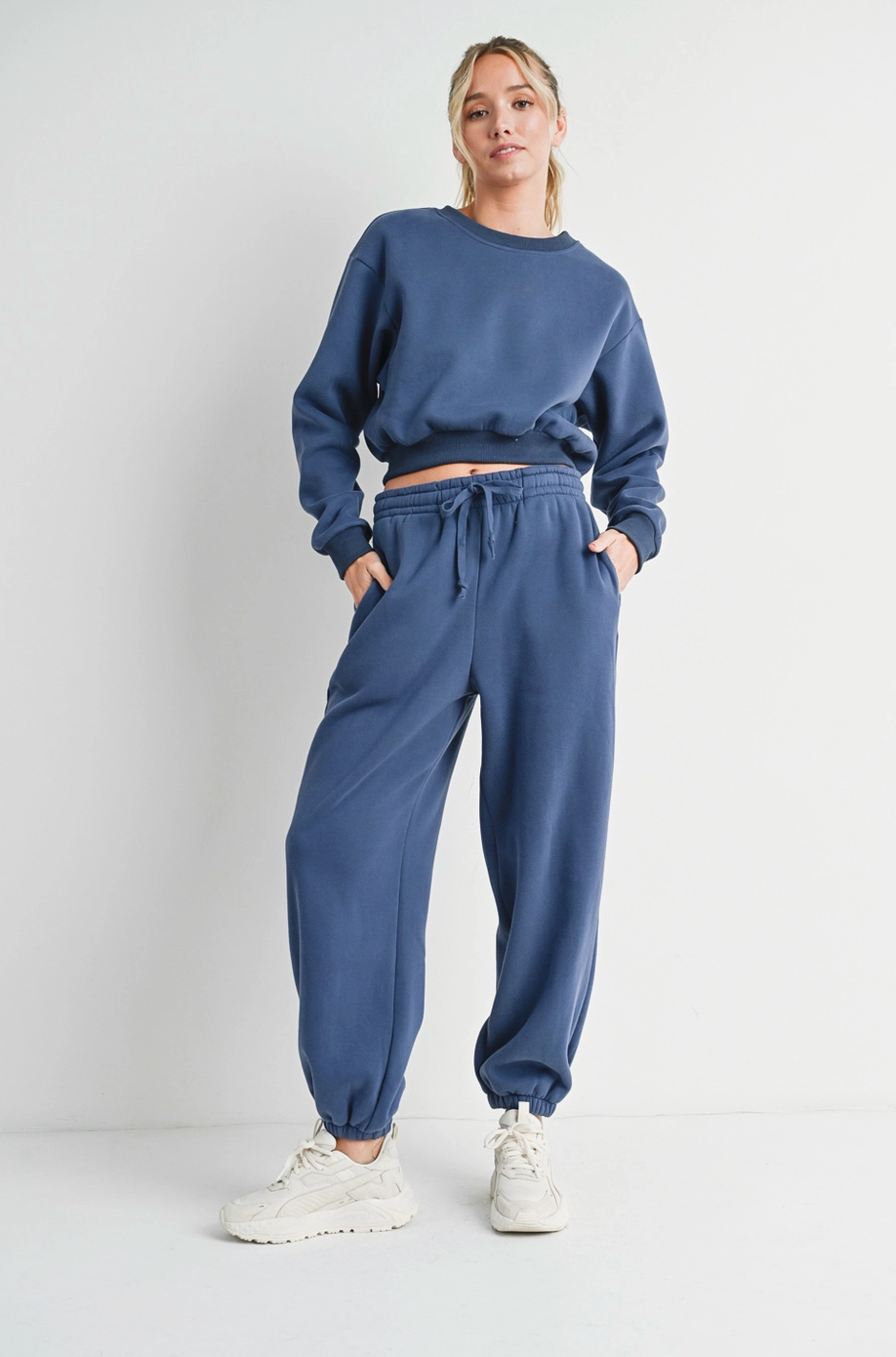 Layover Cropped Jogger Set - Blue
