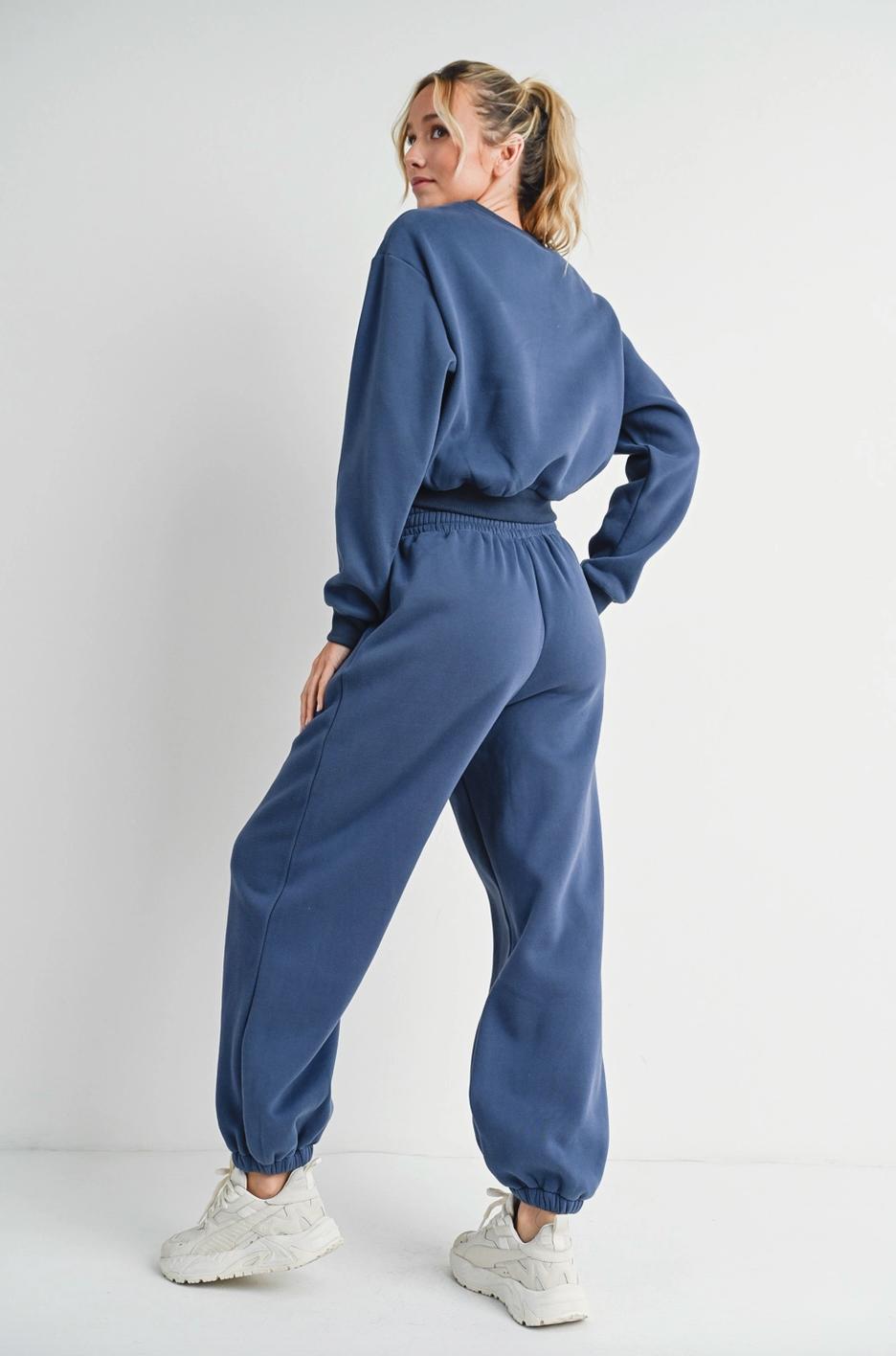 Layover Cropped Jogger Set - Blue