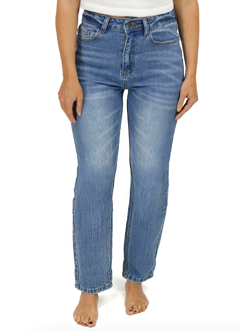 Grace & Lace High Rise Girlfriend Jeans - Non Distressed
