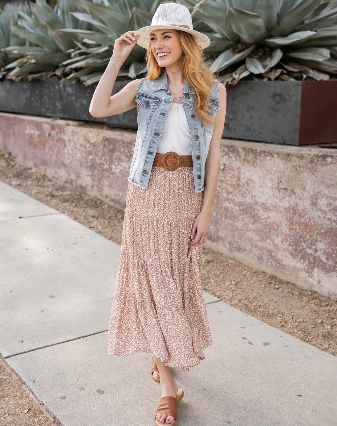 Grace & Lace Go-To Tiered Skirt in Neutral Mini Cheetah