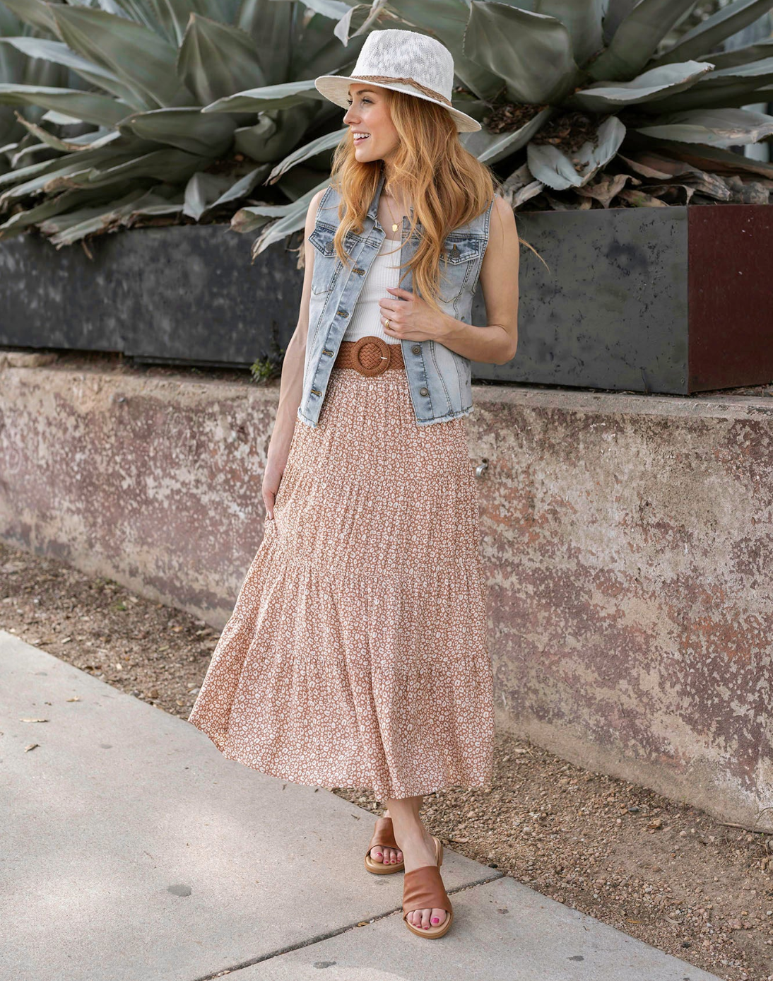 Grace & Lace Go-To Tiered Skirt in Neutral Mini Cheetah