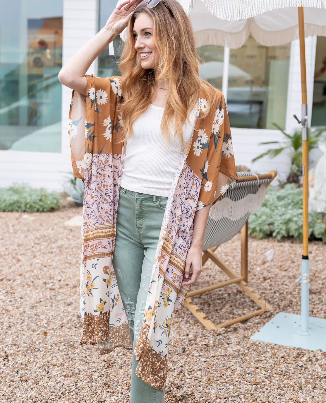 Grace & Lace Go-To Boho Duster Kimono in Floral