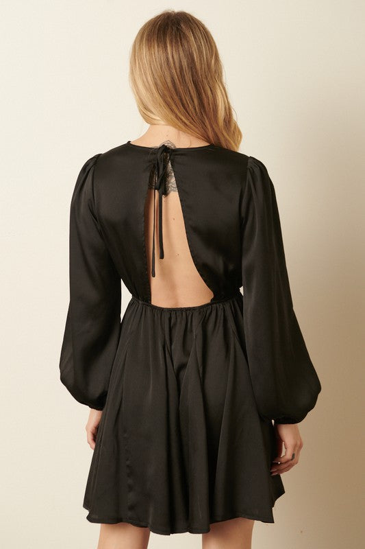 Layla Satin Mini Dress - Black
